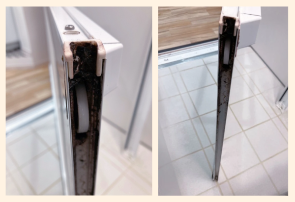 引き戸の下、戸車