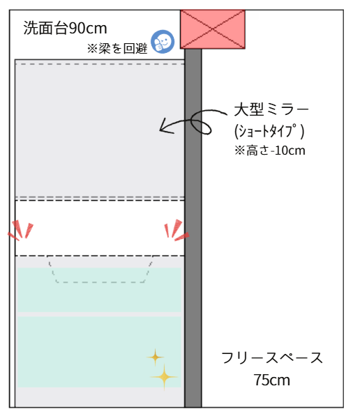 90cm/大型ミラーショートタイプ